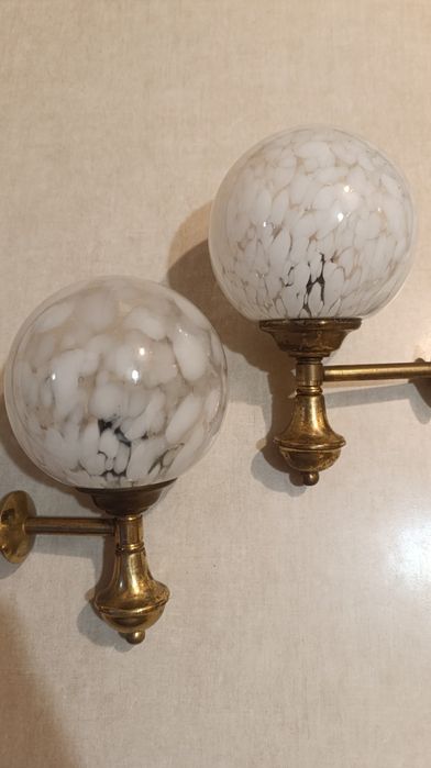 Retro lampy komplet. Klosze że szła murano. Mleczno przezroczyste.