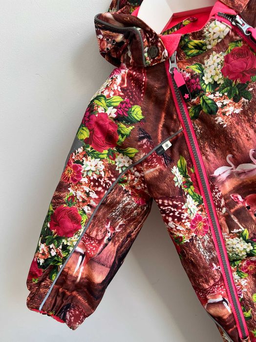 Molo kombinezon zimowy dziewczęcy ciepły we wzory sarny kaptur 86