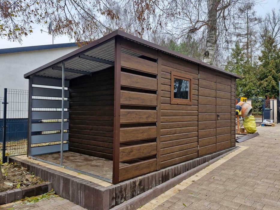 Schowek Domek Ogrodowy 4X3M Brama Drewnopodobny Dach Spaw W Tył Ts927