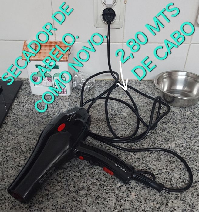 SECADOR DE CABELO.Casa,Quarto,Wc,Viagem,Trabalho ,Cabo 2.8mts.