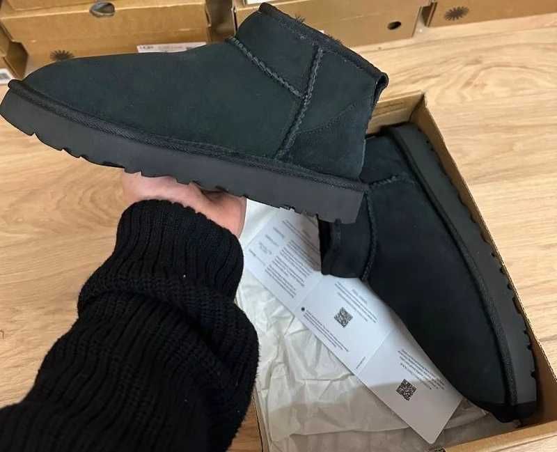 Czarne UGG Mini – oryginalne damskie, gruba podeszwa | PROMOCJA 50%