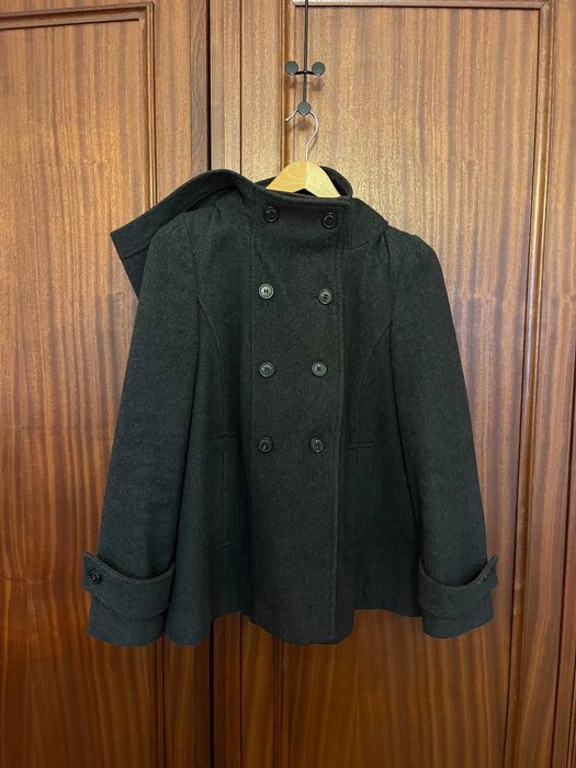 Casaco com capuz de fazenda, cinzento escuro