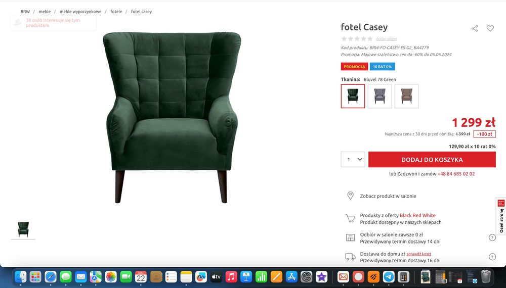 Fotel Casey Black Red White