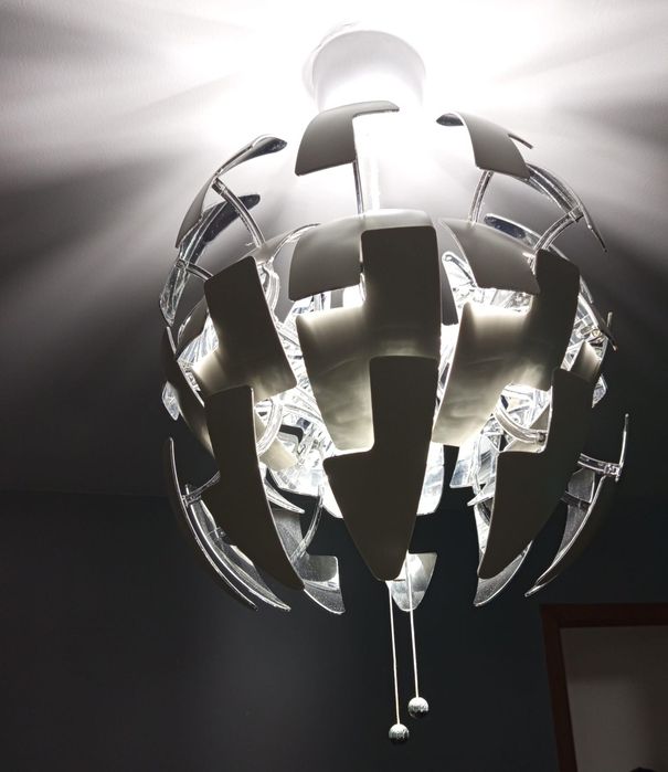 Candeeiro suspenso, branco/prateado, 35 cm