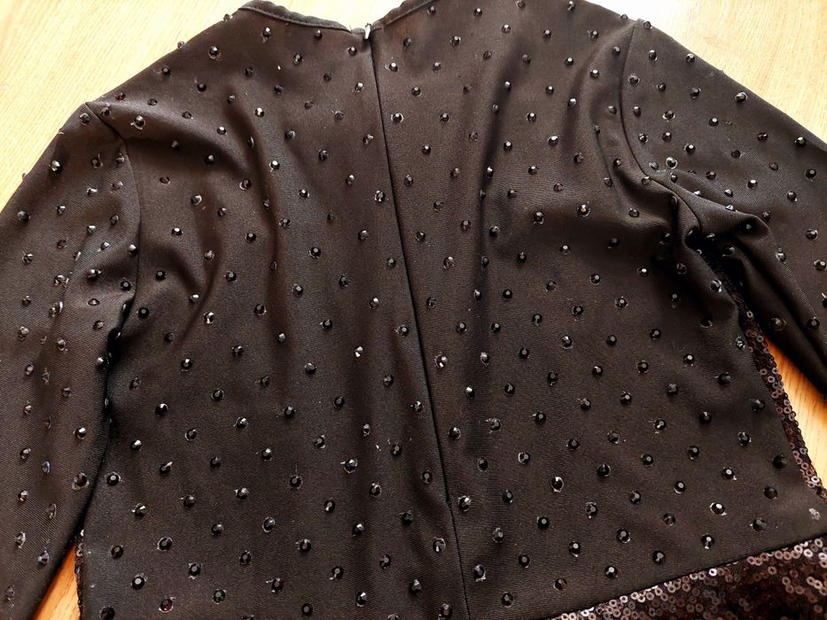 rozm. 146 kostium frak strój do tańca cekiny przebranie czarny