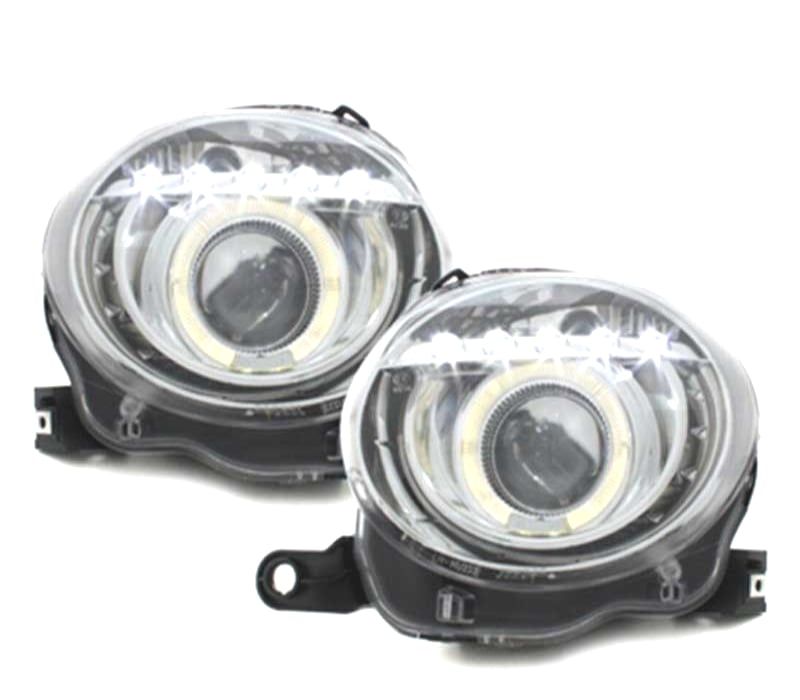 FARÓIS ANGEL EYES FIAT 500 07-15 FUNDO CROMADO