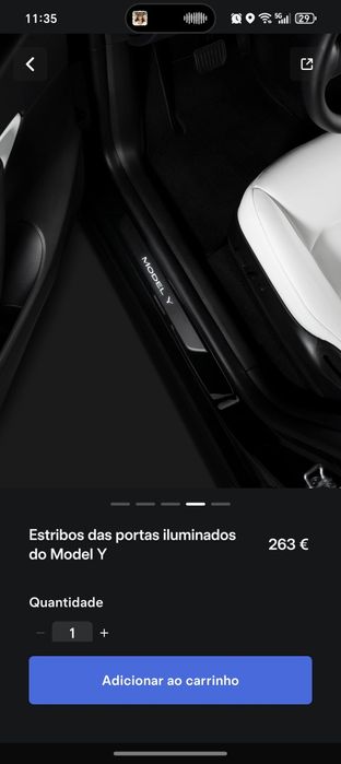 Estribos das portas iluminados Tesla Y