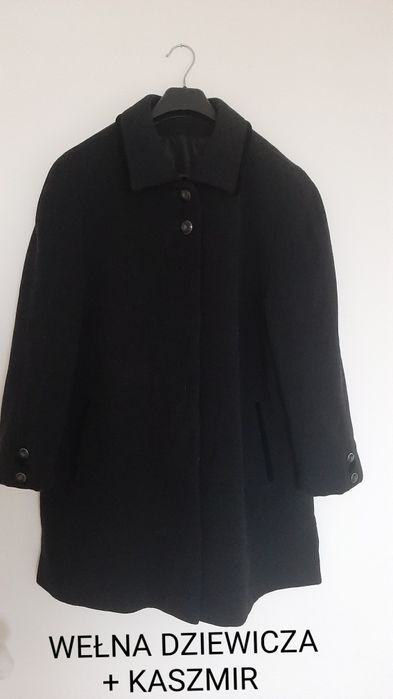Dlugi welniany kaszmirowy plaszcz vintage oversize klasyczny cashmere