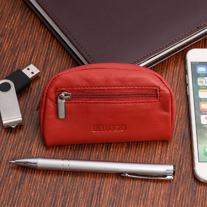 Etui na klucze Bellugio ze skóry naturalnej czerwone kluczówka mała