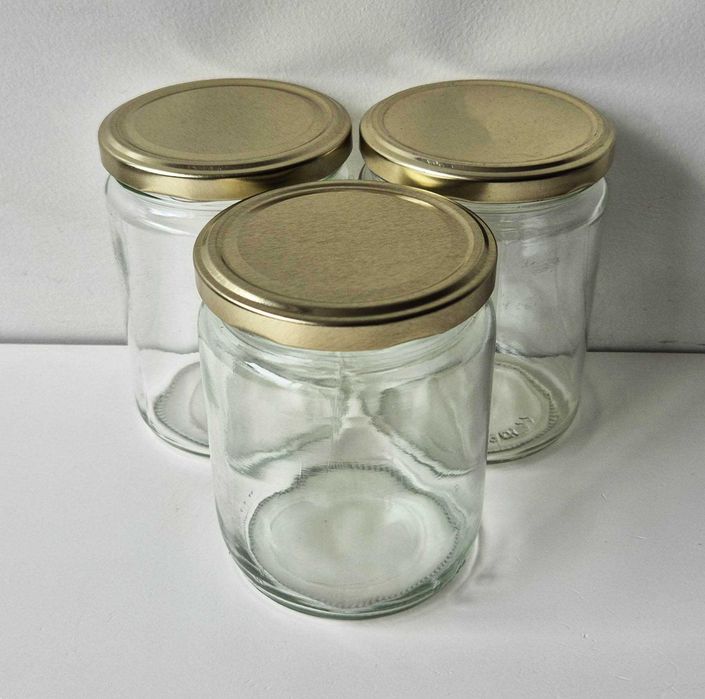 Frascos tradicionais de vidro para 500kg com tampa dourada