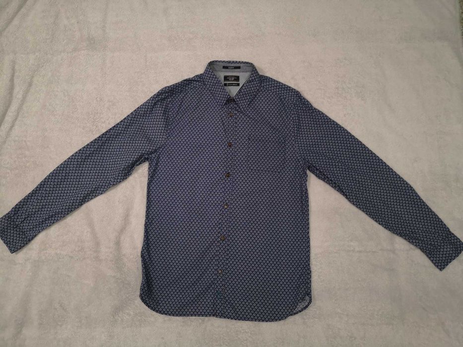 Granatowa elegancka wzorzysta koszula White Stuff Slim Fit S jak nowa