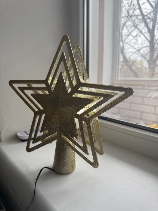 Звезда на елку верхушка на елку с проэкцией снижинок на потолок