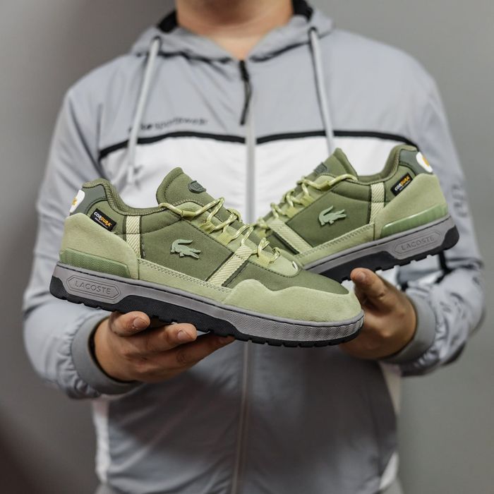 Кросівки осінні Lacoste T-Clip Cordura Olive premium | Кроссовки чоловічі