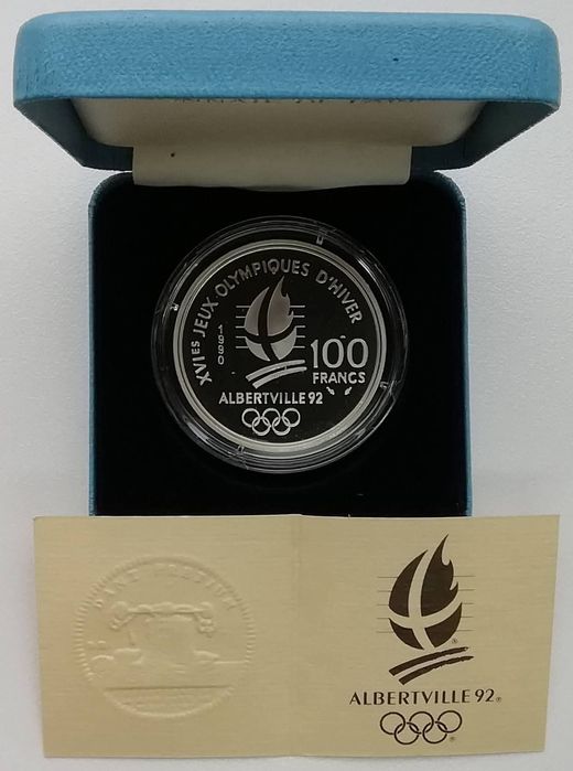 Франція 100 франків 1990р. СРІБЛО. ПРУФ. Олімпіада. Фристайл.