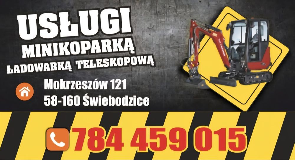 USŁUGI ładowarką teleskopową, minikoparką, wiertnica