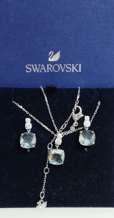 Swarovski zjawiskowy Oryginalny kolczyki naszyjniki zestaw duże oczko