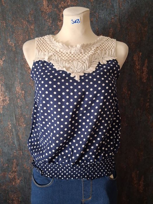 Bluzka bez rękawów damska w kropki rozmiar S.