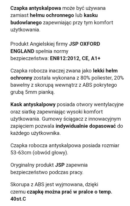 Czapka kask firmy JSP