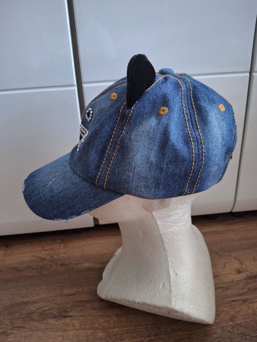Czapka z daszkiem jeans Kotek 58 dla dziewczynek