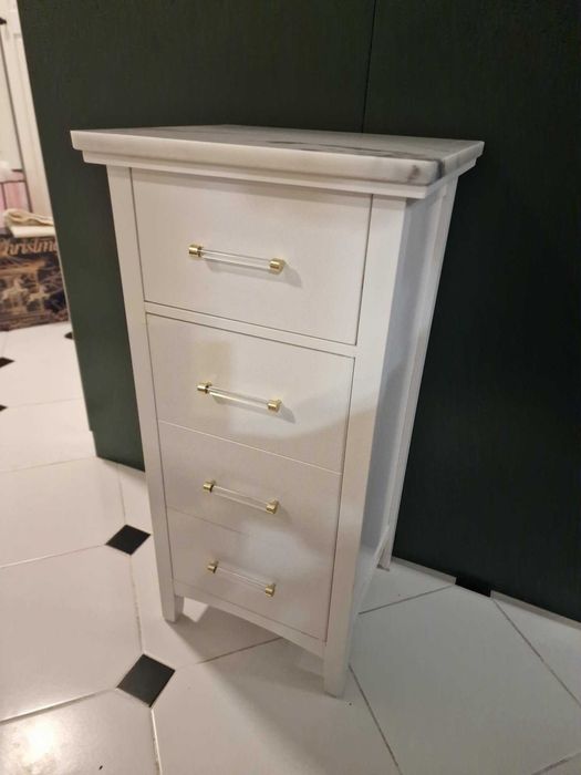 Stylowa szafka z marmurowym blatem – Biała, Prawdziwy kamień! Stan BDB