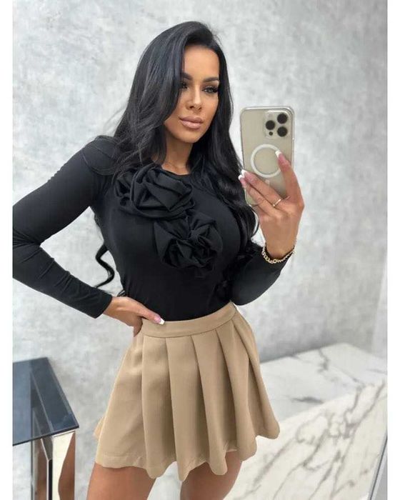 Czarna bluzka z różą BELLUCI XS