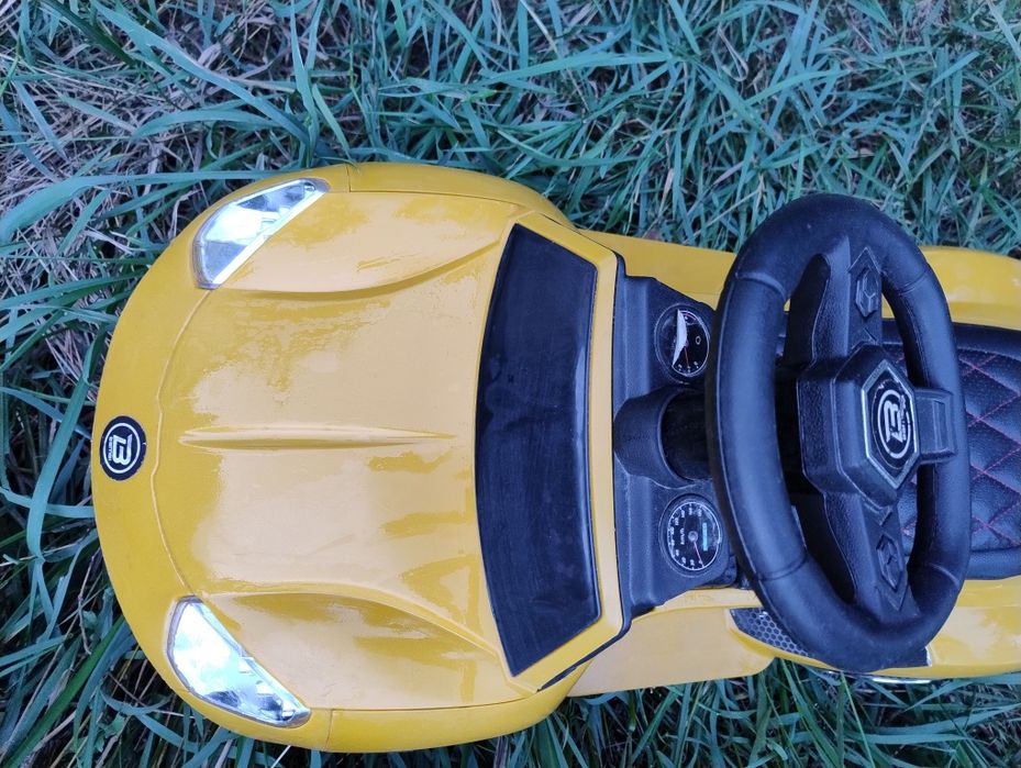 Дитячий електромобіль каталка-толокар 2в1 з батьківською ручкою Bambi Racer Lambo Yellow