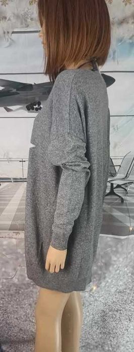 Sweter damski długi szary z białą gwiazdą, Vero Moda M