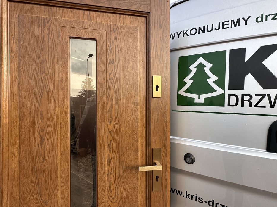 Drzwi zewnętrzne drewniane Winchester Montaż Złoty Dąb NA KAŻDY WYMIAR