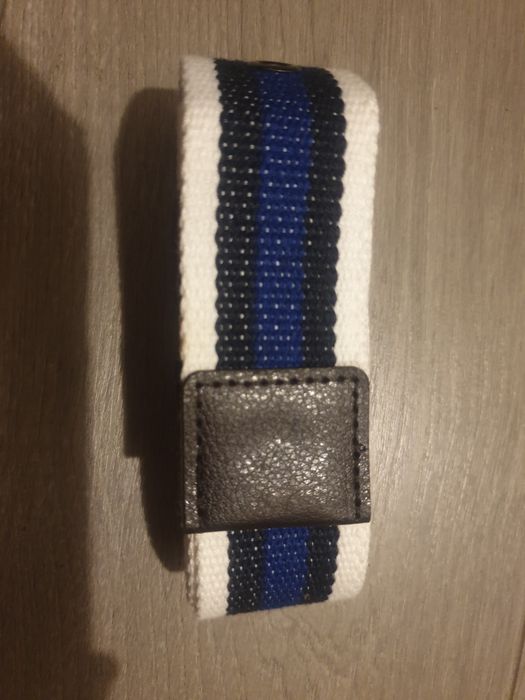 Pasek męski 100 cm granatowy biały bawełniany