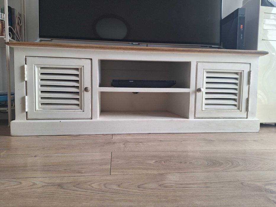Szafka RTV Belldeco Bristol White z drewna mango