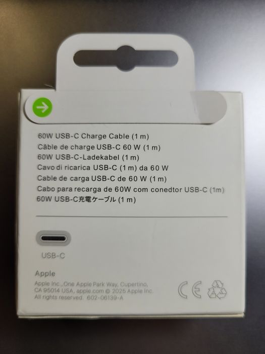 Оригінальний кабель Apple USB-C 60W (1 м) – новий