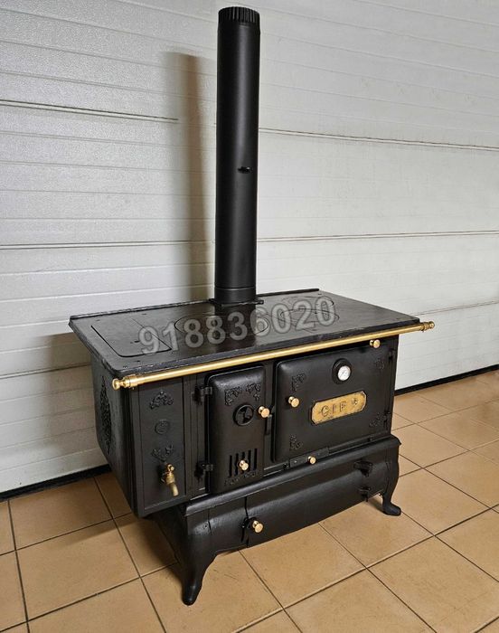 Fogão Lenha Ferro Fundido NOVO - CIF9 Com Caldeira - Fabrico Nacional