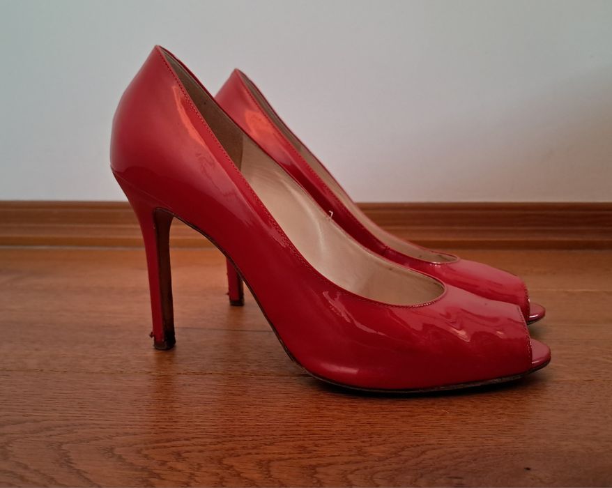 Czerwone szpilki open toe 38,5