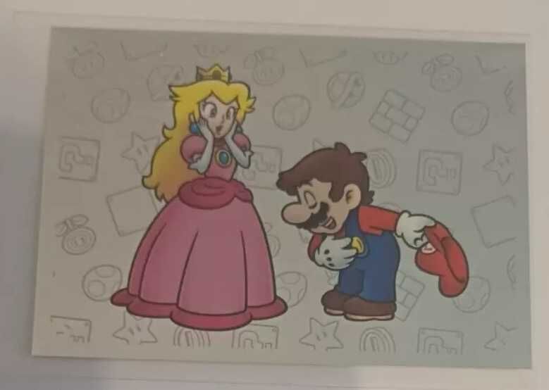 Panini Super Mario Play Time 2023 cromo prateado M17 Mario & Peach