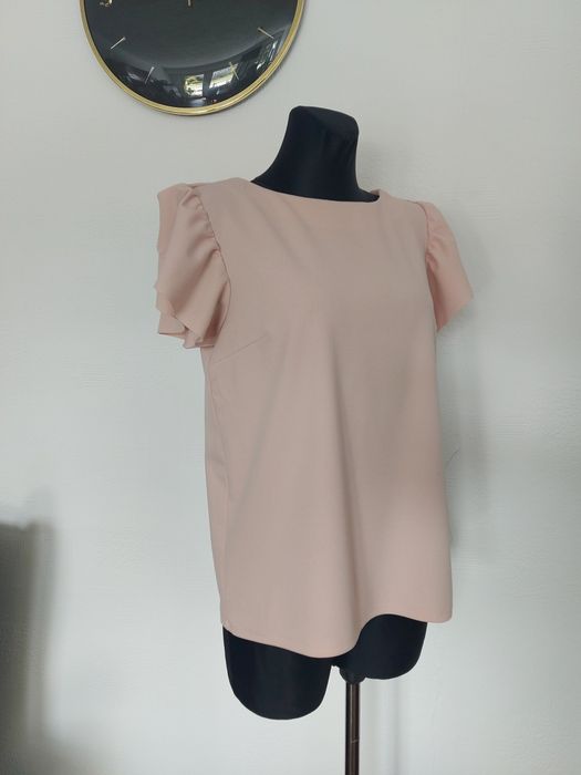 Różowa elegancka bluzka Mohito falbanki S 36 oversize