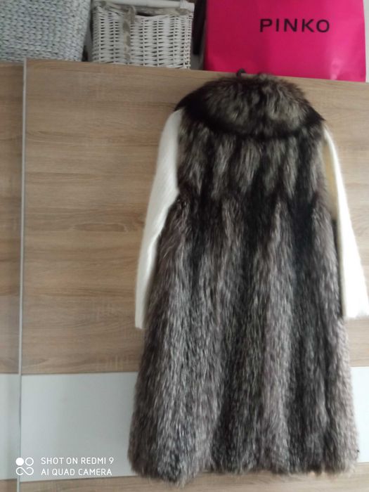 Srebrny lis naturalny długa kamizelka