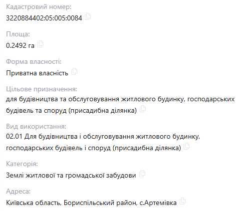 Продам ділянку 25 сот, с. Артемівка, Бориспільський р-н