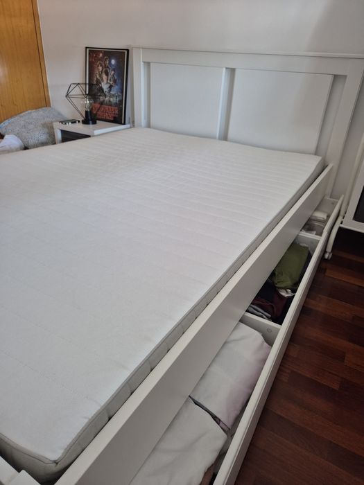 Cama IKEA SONGESAND 140x200 + 4 Gavetas + Colchão HAFSLO