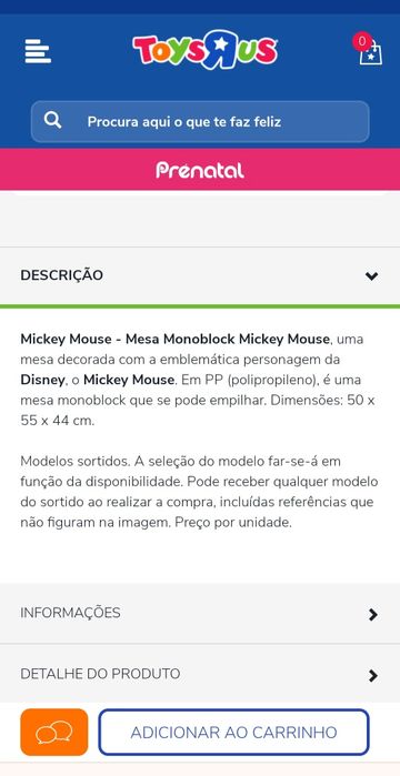 Mesa de criança da Toysrus