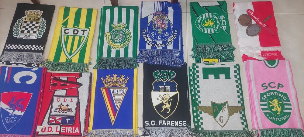Lote de 26 echarpes bufandas de futebol