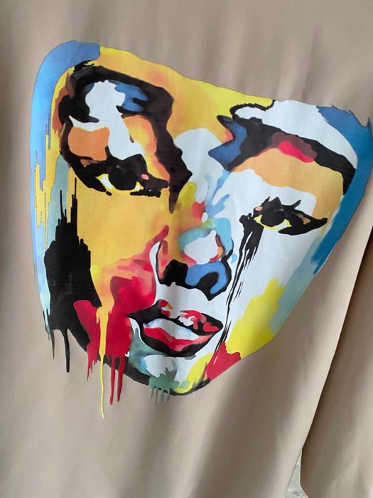 Miss city długa marynarka oversize z printem twarz art