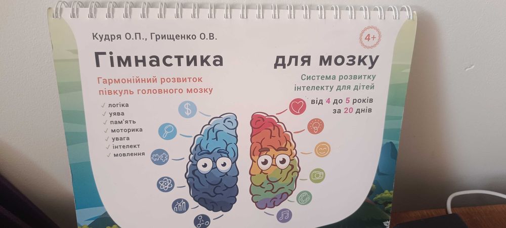 розвиваюча книга 4+ кудря грищенко гімнастика для мозку система розвитку інтелекту для дітей