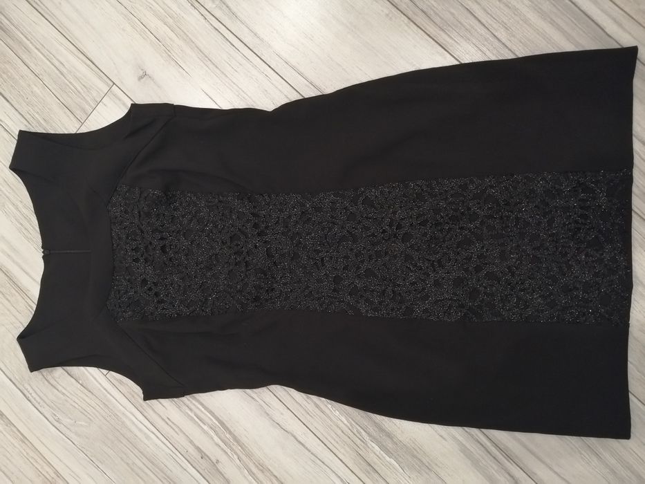 Sukienka, Mała czarna, z koronką, karnawał, święta ideał 38