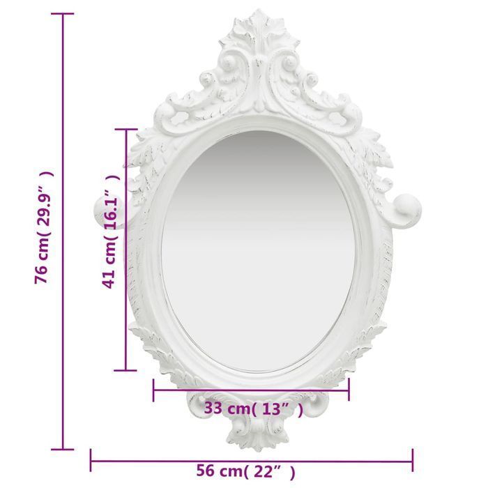 Vidaxl Lustro Ścienne W Ozdobnej Ramie, 56X76 Cm, Białe