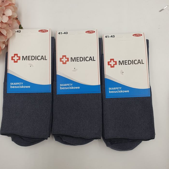 3x bezuciskowe skarpetki męskie 41-43 medical medyczne bawełna stalowe