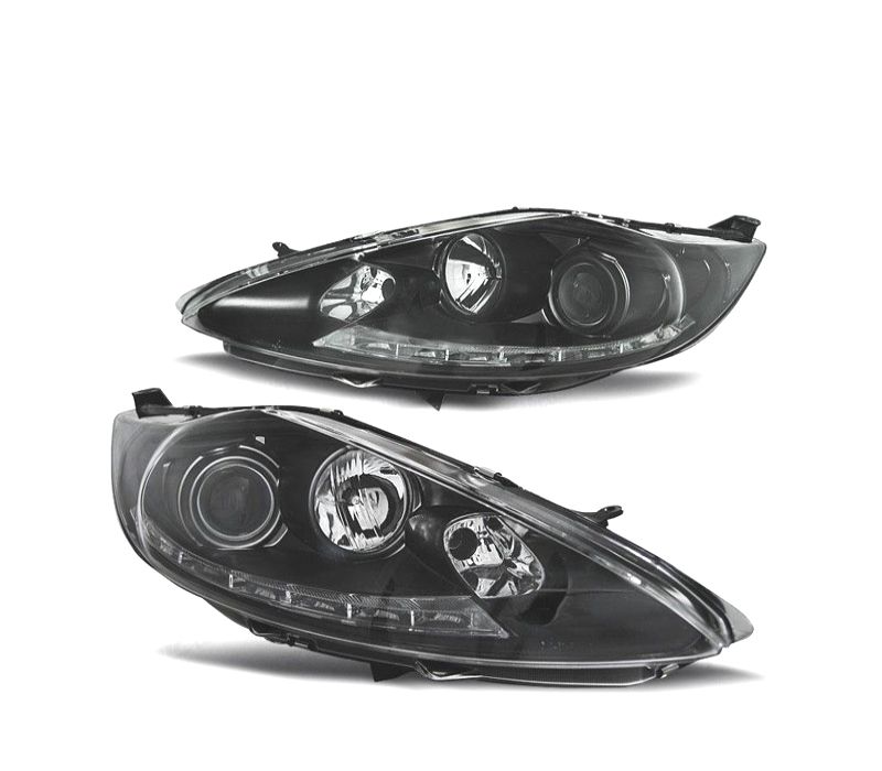 FARÓIS FRONTAIS FORD FIESTA 08-12 LUZ DIURNA FUNDO PRETO