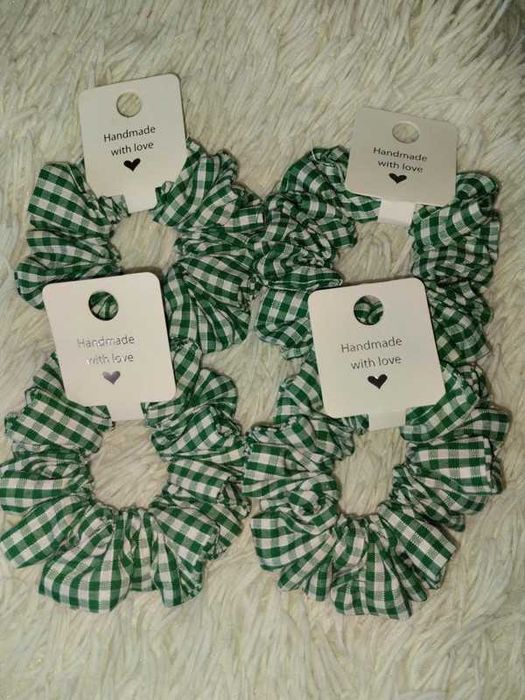 Gumka scrunchie / zielona kratka