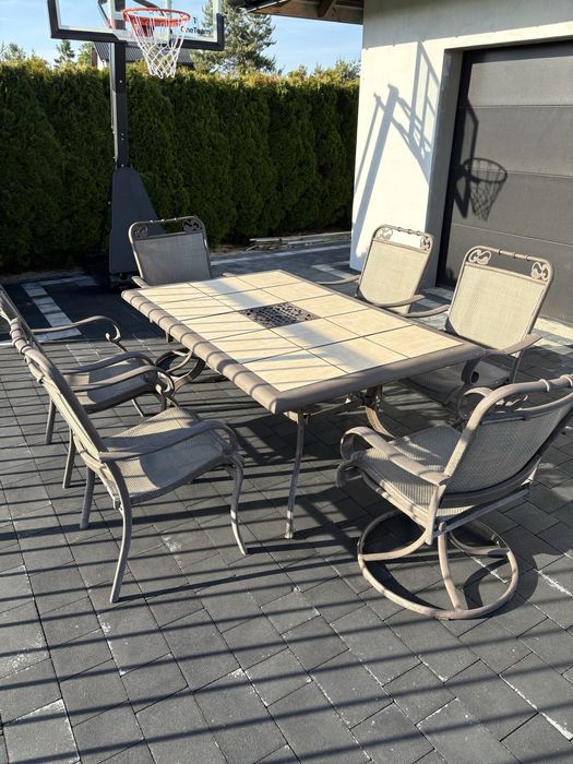 Zestaw ogrodowy aluminiowy – stół z płytkami ceramicznymi + 6 krzeseł