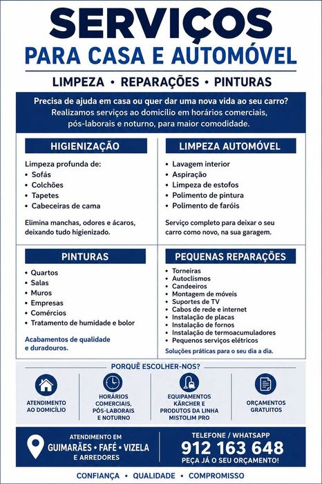 serviços para casa e automoveis