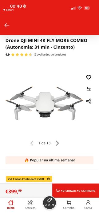 Dji mini 2 fly more combo NOVO!